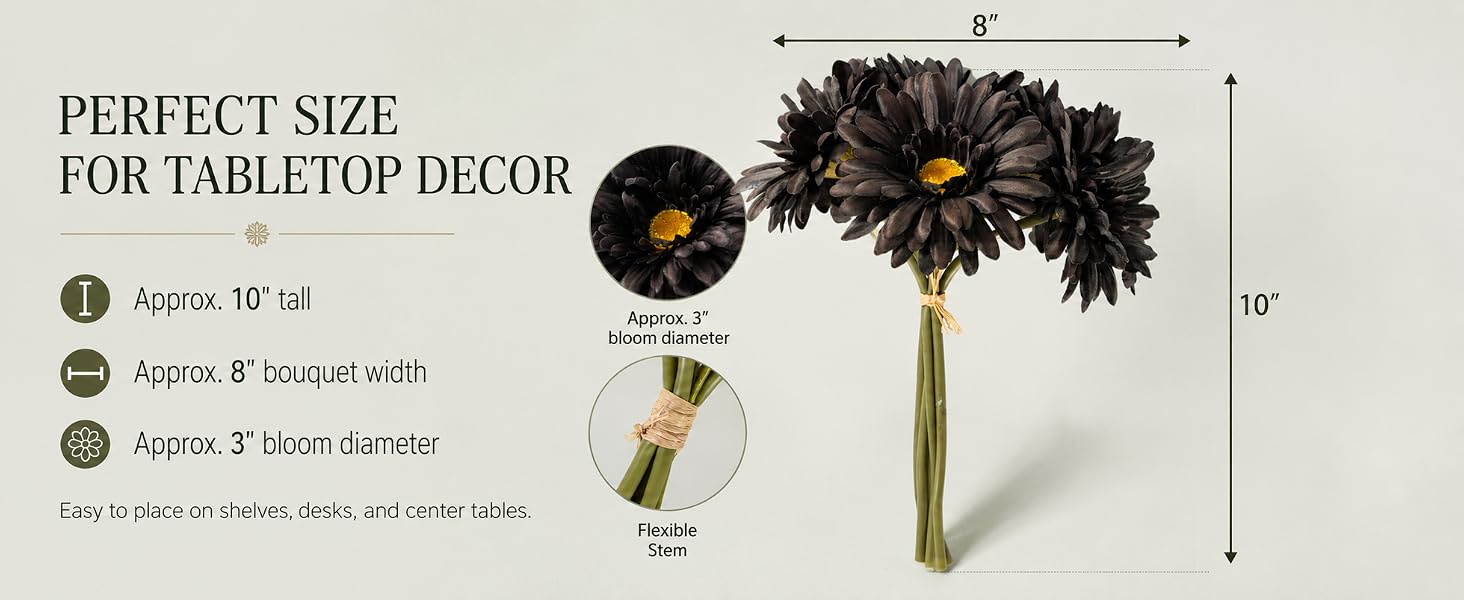 Black Silk daisies faux daisies 4