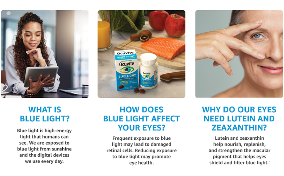 Ocuvite helps protect natural eye defenses against aging, sunlight, and blue light from screens