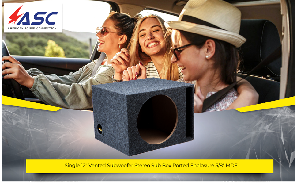 Image 1 Single 12″ Vented Subwoofer Stereo Sub Box Ported Enclosure 5/8″ MDF
