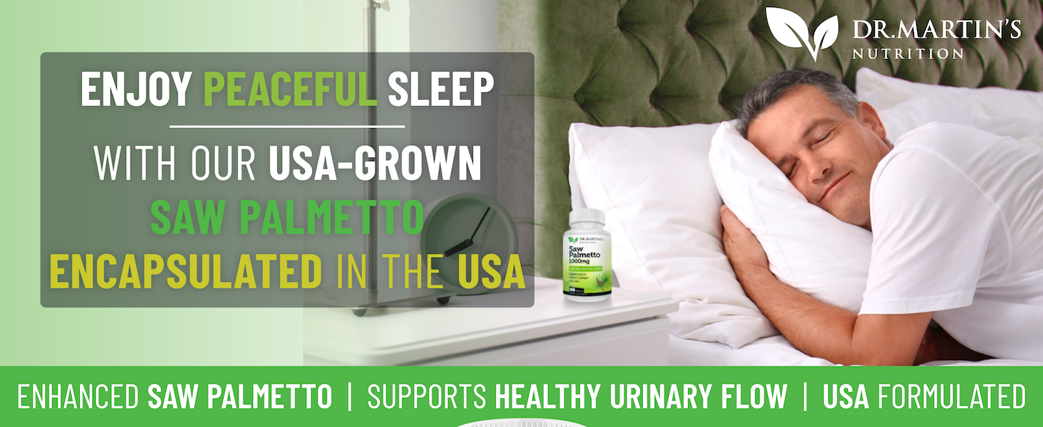 Enjoy peaceful sleep with our UA-grown Saw Palmetto, encapsulated in the USA