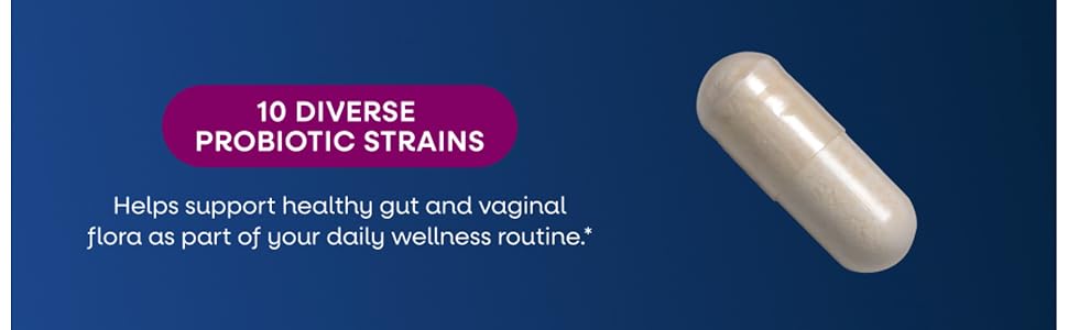 Fortify Women's Extra-Strength† Probiotic capsule next to text