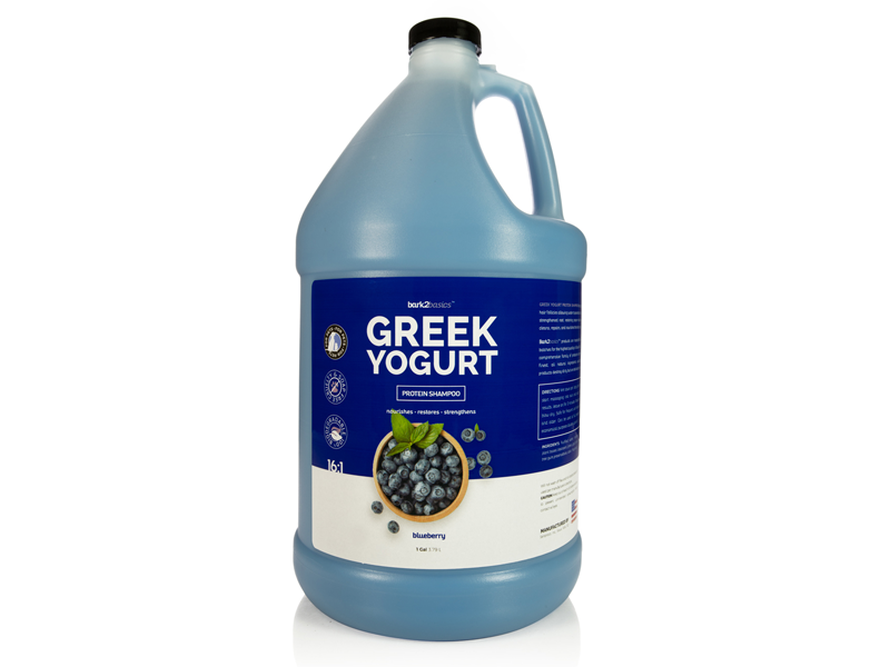 bark2basics blueberry greek yogurt pet shampoo 1 gallon for dogs cats gentle protein keratin groomer