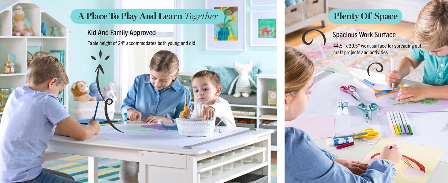 Spacious Work Surface and Table Height That Accommodates Young and Old