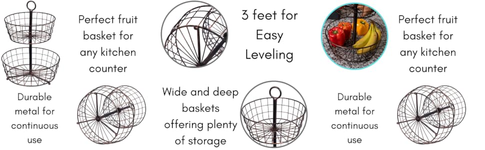 2-Tier Basket, Wire Basket, Fruit Basket, Kitchen Organizer, Counter Basket, Wire