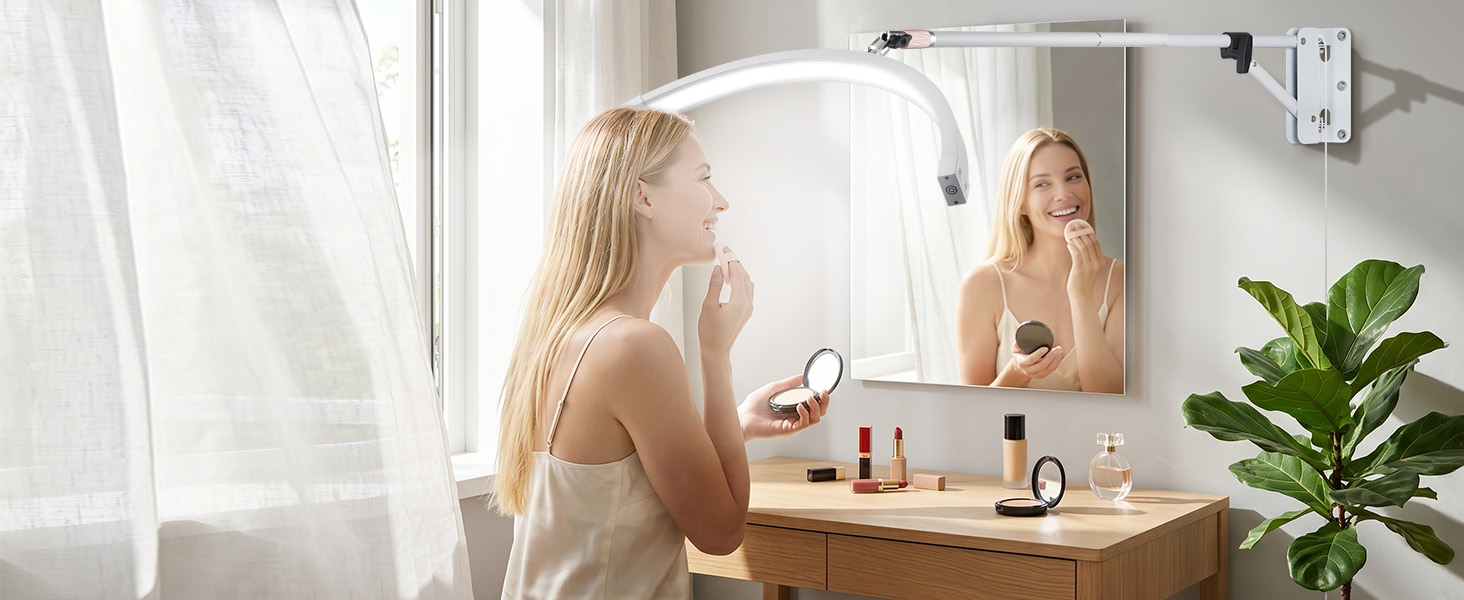 Meking Wall Mounted Half Moon Beauty Light, LED Hanging Lash Lamp,