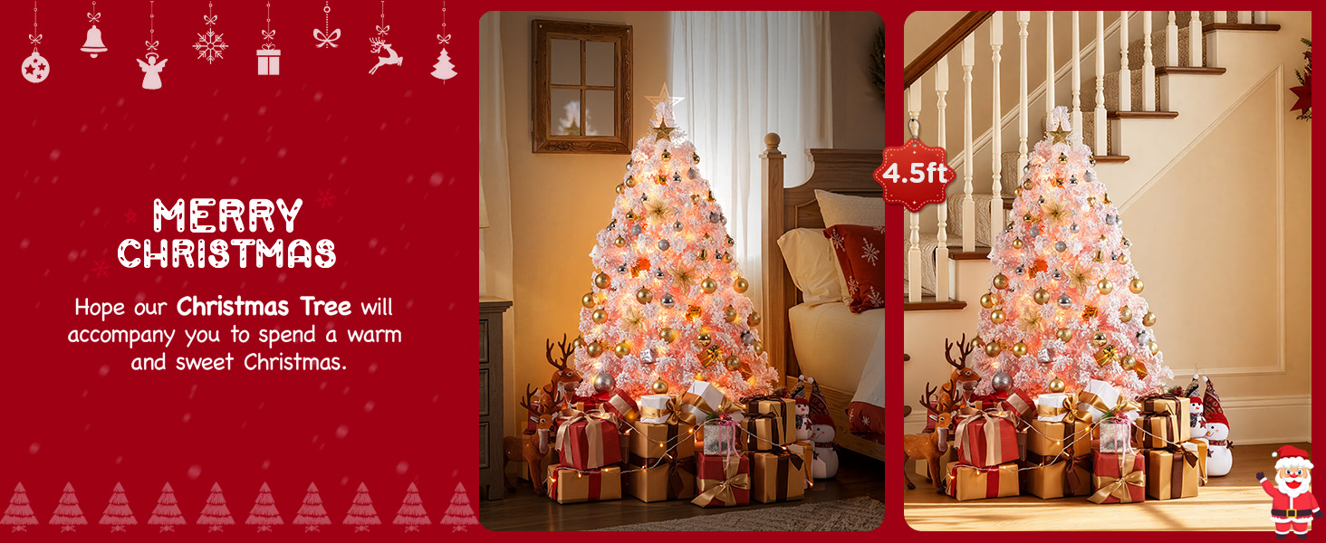 flocked christmas tree prelit