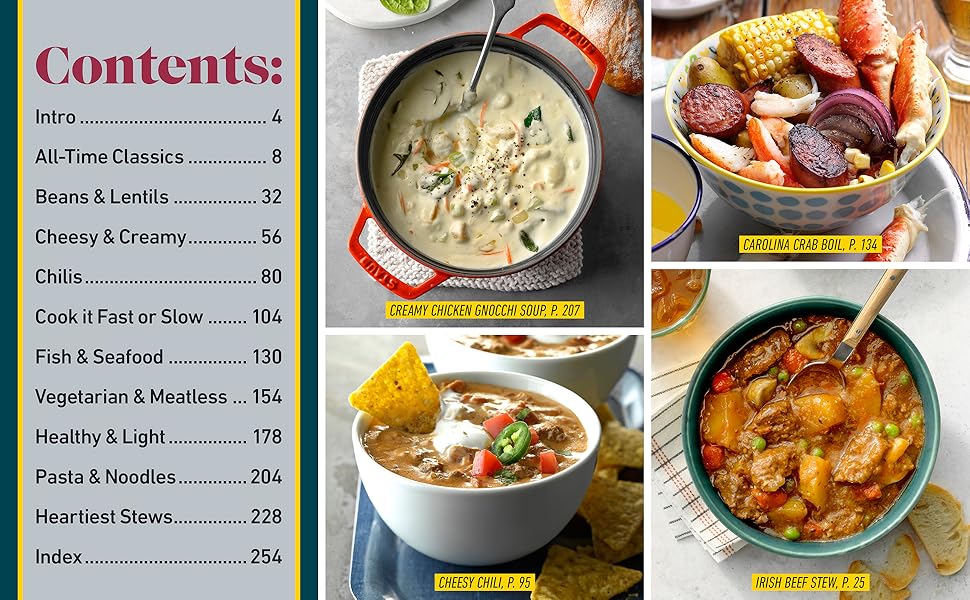 Soups, Stews &amp; More: Contents and Recipe Images.
