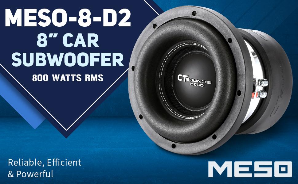 8 inch dual 2 ohm car audio subwoofer loud bass extreme power 1600 watts max 800 watts rms