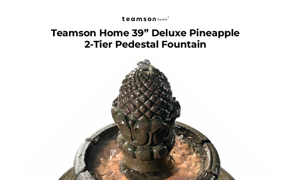 Teamson Home 39'' Deluxe Pineapple 2-Tier Pedestal Fountain
