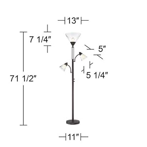 Warwick 71 1/2&amp;#34; Tiger Bronze and Seeded Glass Torchiere Floor Lamp