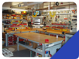 a clean and neat workshop