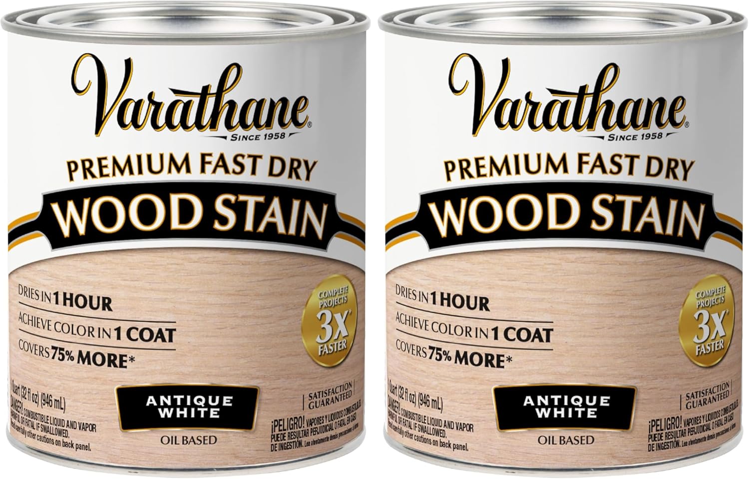 Varathane Premium Fast Dry Weathered Gray Wood Stain | Oil-Based, 1 Coat Color, 1 Hour Dry Time, Interior Wood Stain, Furniture, Cabinets, Doors, Covers Up to 275 Sq Ft, Quart