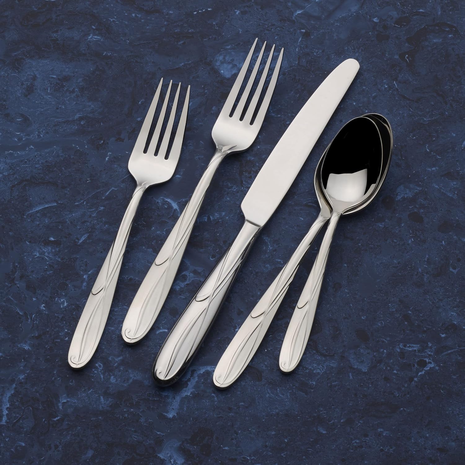 Mikasa, Virtuoso Frost Flatware Service for 12, 65 Piece Set, 18/10 Stainless Steel, Silverware Set with Serving Utensils