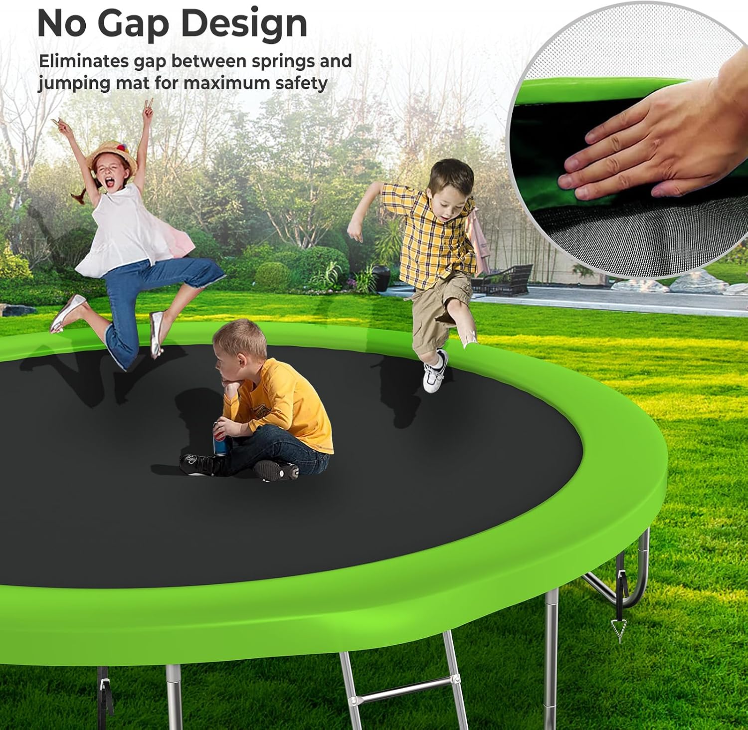 10 12 14 16FT Trampoline Outdoor, Light/Sprinkler/Basketball Hoop | Large Recreational Trampoline for Kids and Adults, Heavy Duty Yard Trampolines with Enclosure Net, ASTM Approval