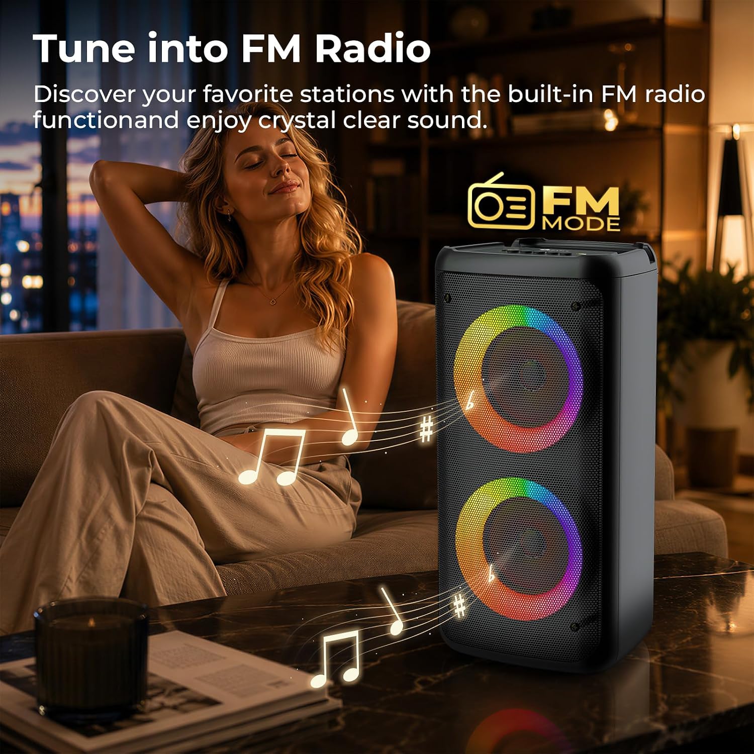 Bluetooth Speaker with 2 Wireless Microphones, 30W Big Party Speaker for Adults Kid Karaoke with Lights