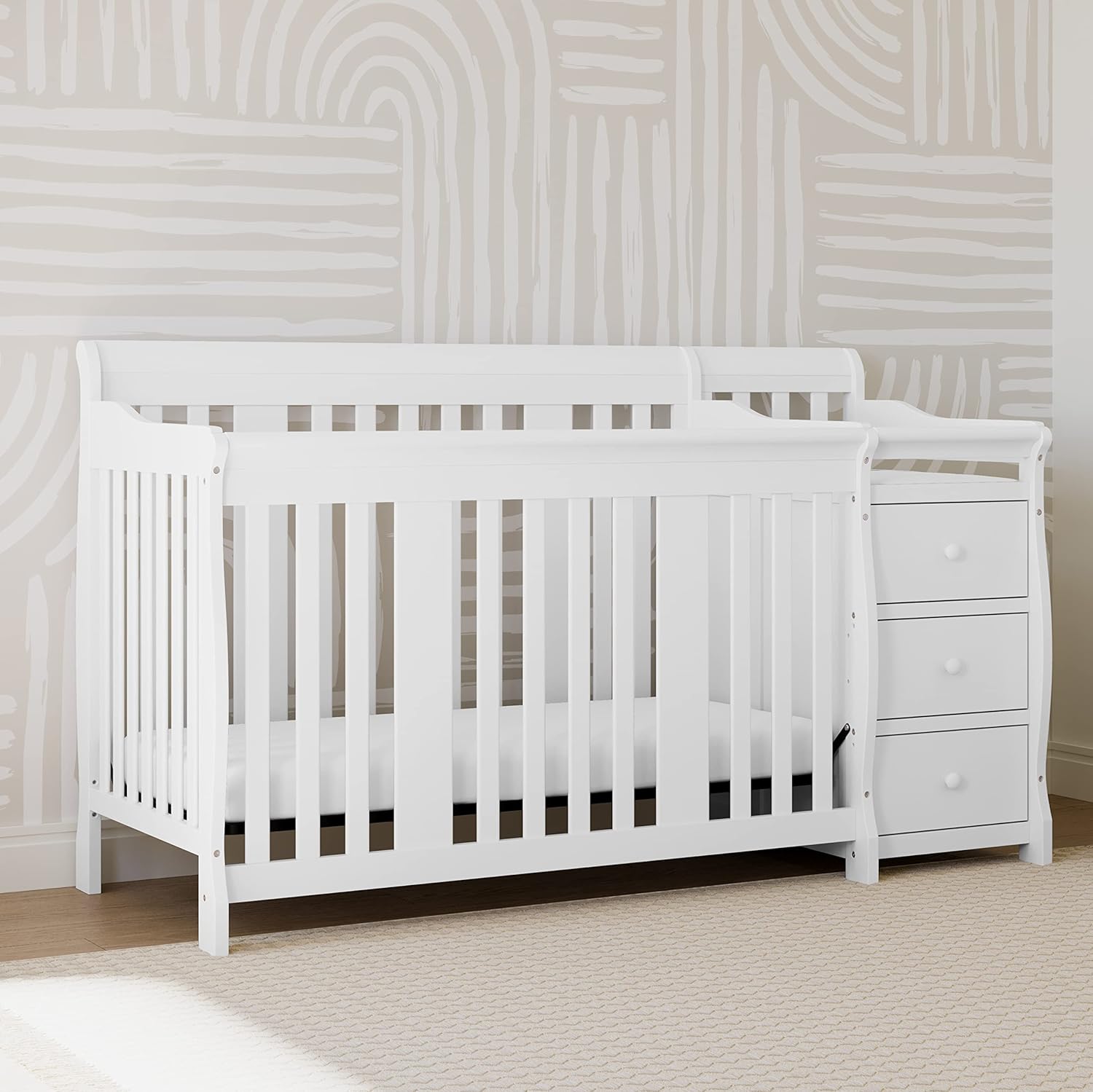 Storkcraft Portofino 5-in-1 Convertible Crib and Changer, Pebble Gray