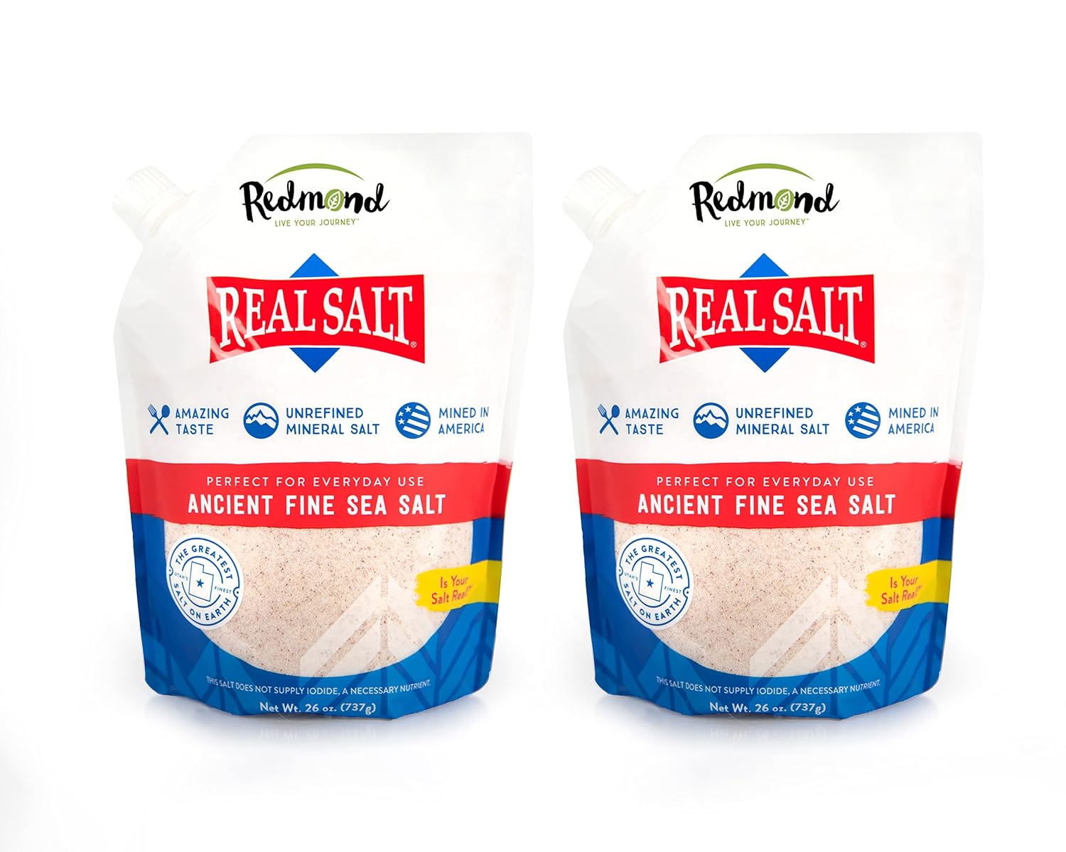REDMOND Real Sea Salt - Natural Unrefined Gluten Free Fine, 26 Ounce Pouch (1 Pack)