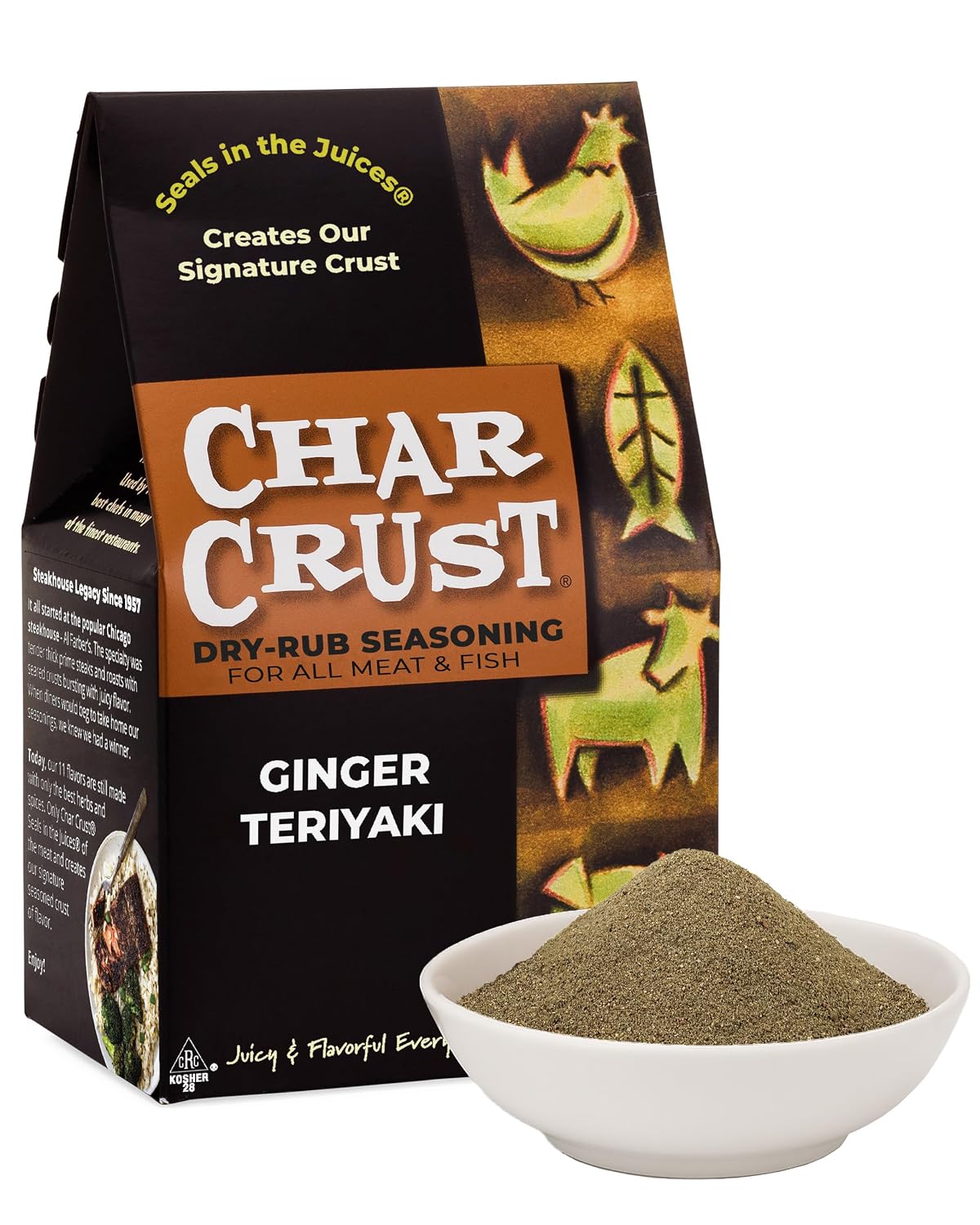 Char Crust Dry-Rub Seasonings Original Hickory Grilled | All-in-one seasonings | Perfect for Steaks, Burgers, Ribs, Tuna | Signature Crust that Seals in the Juices, 4 Ounce (Pack of 6)