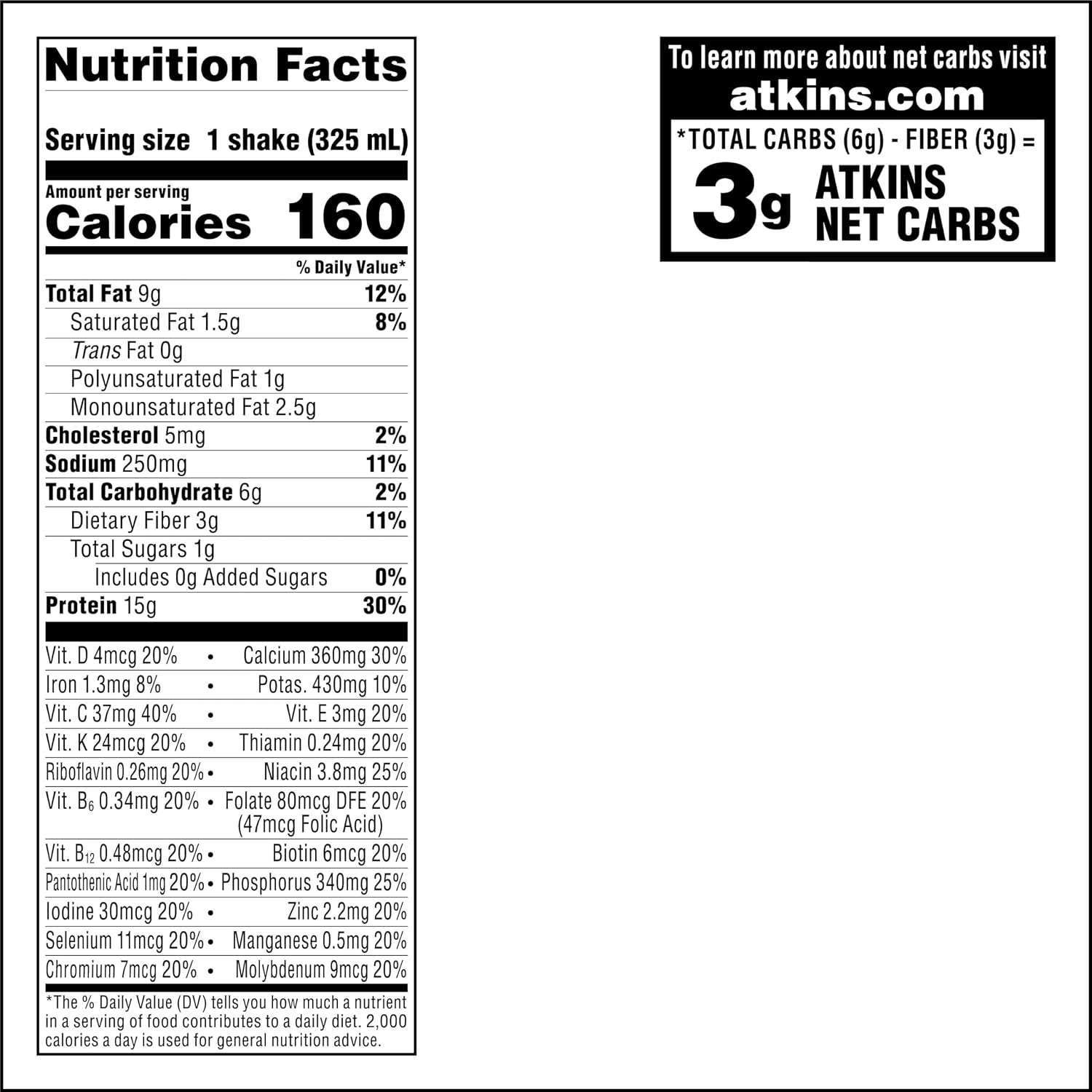 Atkins Café au Lait Iced Coffee Flavored High Protein Shake, Low Sugar and Low Carb, Keto Friendly, Ready to Drink Protein Drink, Gluten Free
