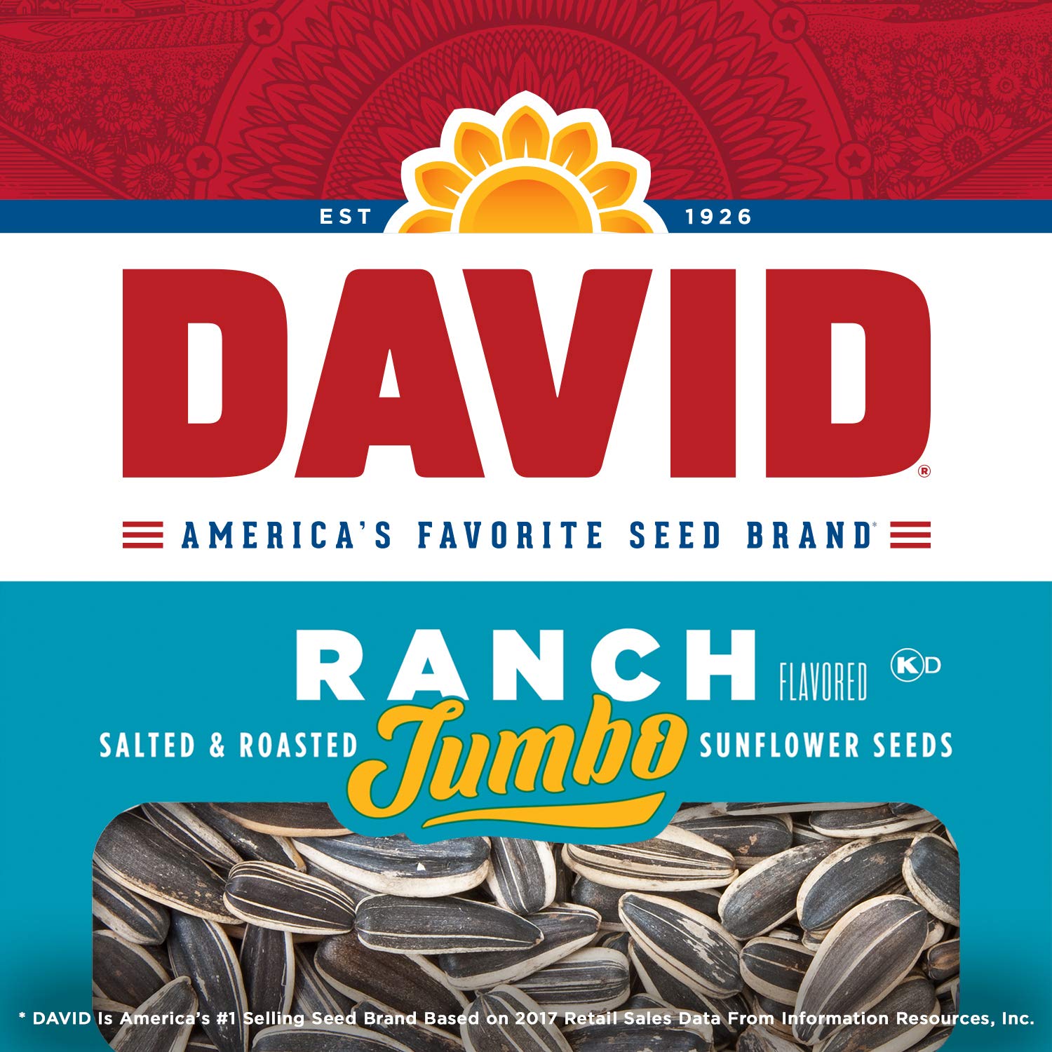 DAVID Jumbo Sunflower Seeds, Ranch Flavor, 5.25 oz.