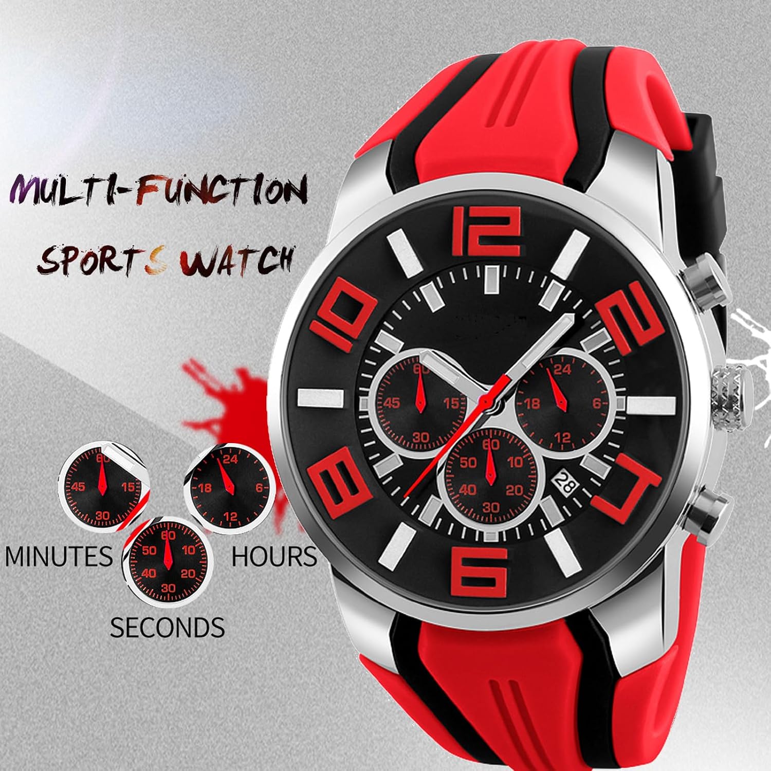 findtime Mens Sport Watches for Men Reloj para Hombre Colorful Cool Unique Analog Stylish Wrist Watch Chronograph for Running Training Stopwatch