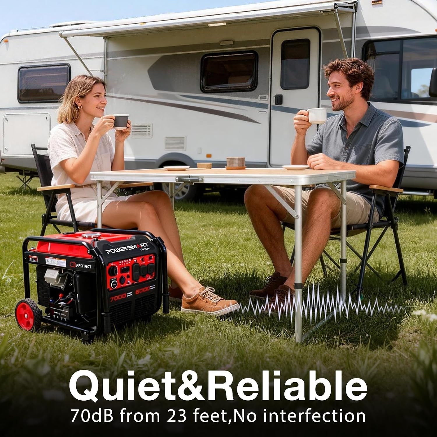 PowerSmart 4400-Watt Open Frame Inverter Generator, Gas Powered, CO-Sensor, Lightweight & Quiet for Home Use and Emergency Backup, Camping, EPA Compliant