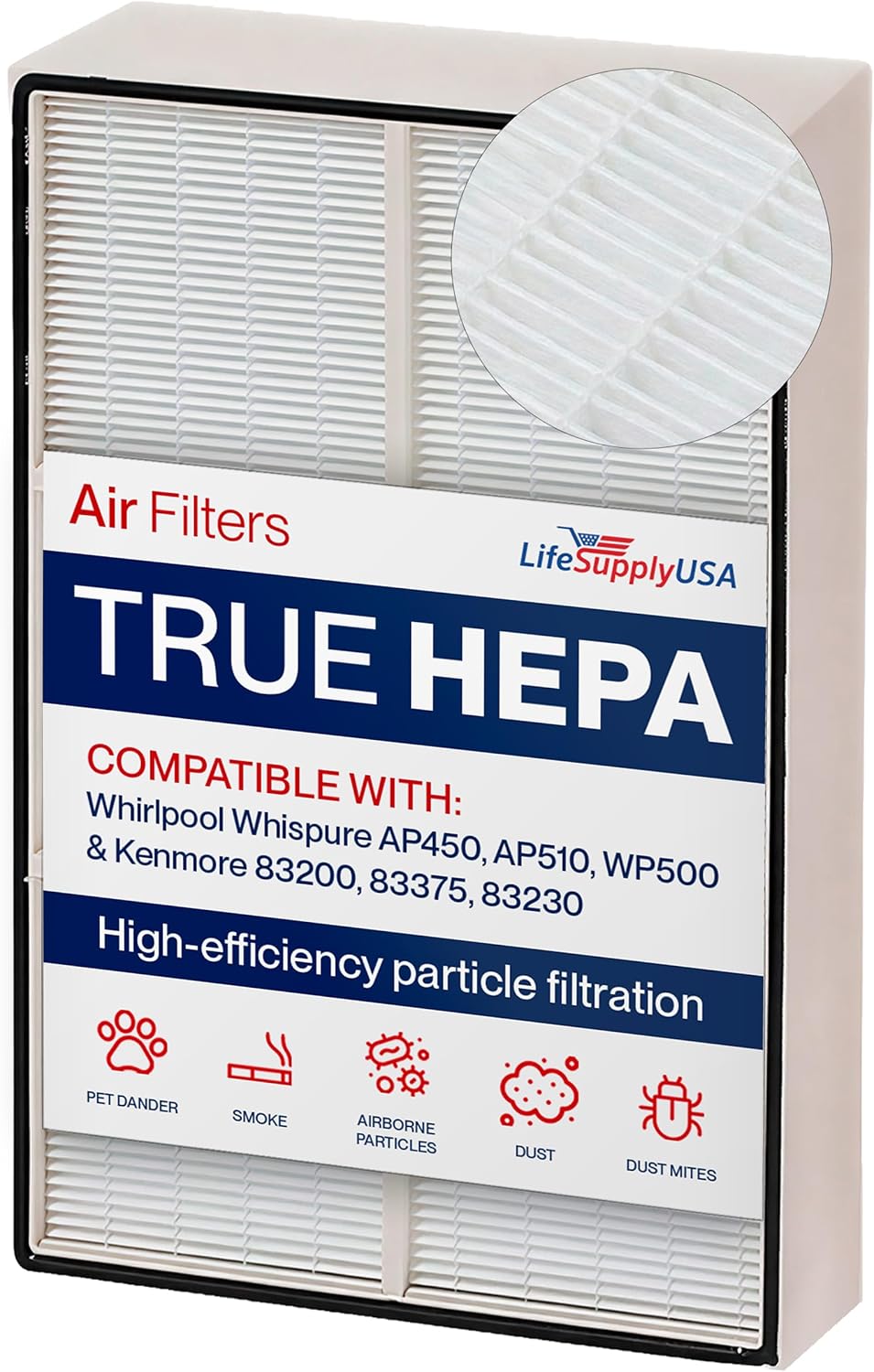 1183054K HEPA Filter Replacement Compatible with Whirlpool Whispure AP450, AP510, WP500 & Kenmore 83200, 83375, 83230 Air Purifiers by LifeSupplyUSA