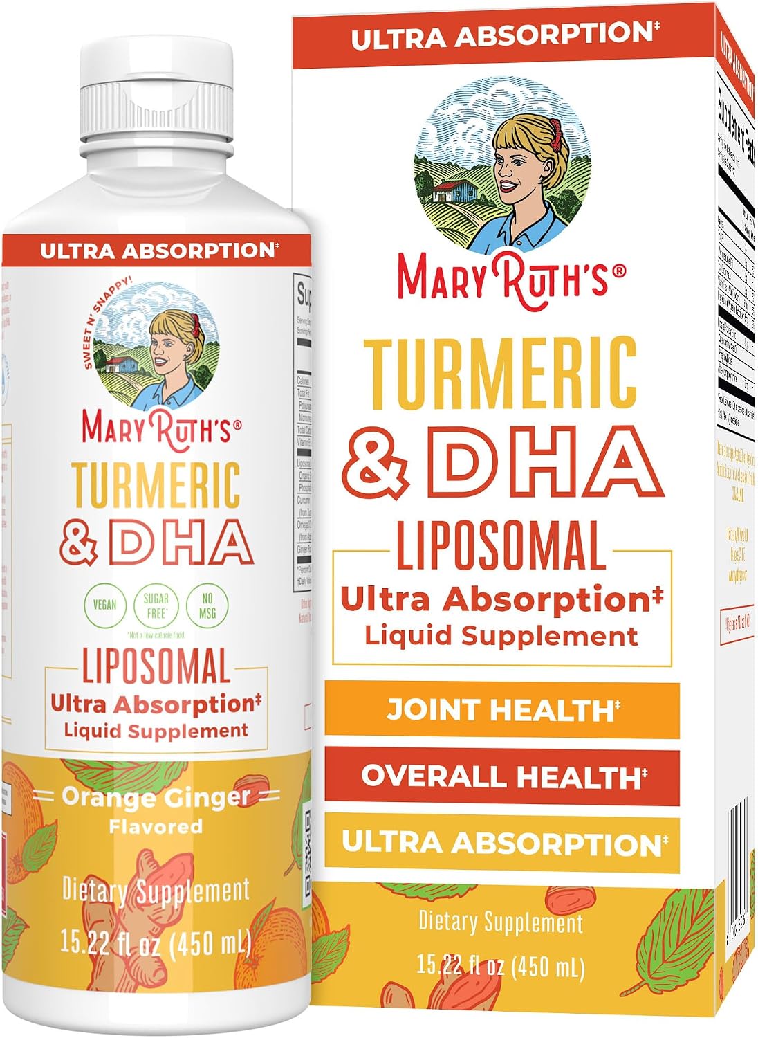 MaryRuth's Turmeric & DHA Liposomal Liquid, Ultra Absorption, 15.22 oz