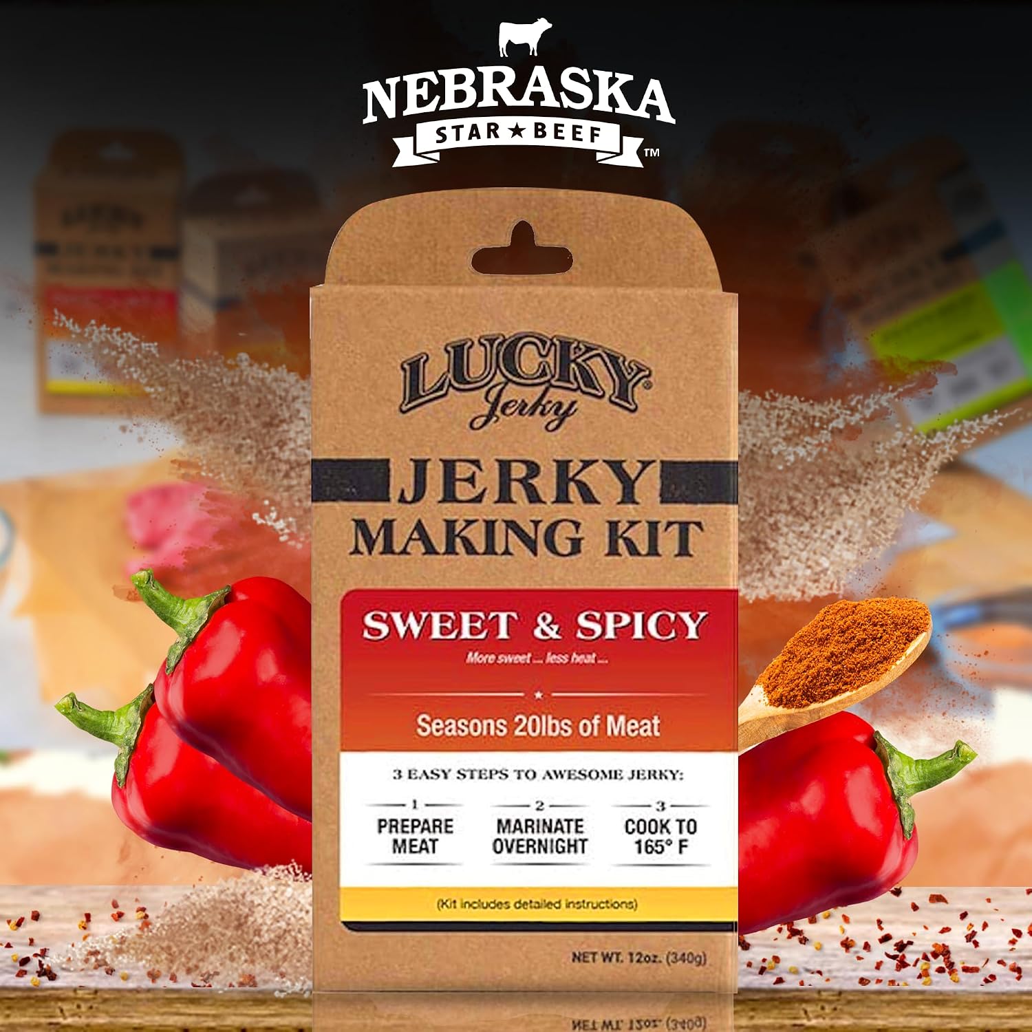 Lucky Jerky Ultimate Savory DIY Beef Jerky Seasoning and Cure Kit, 12 Oz | Make Your Own with Original, BBQ, Teriyaki, and Sweet & Spicy, Seasons 5 lbs per Flavor, 20 lbs Total