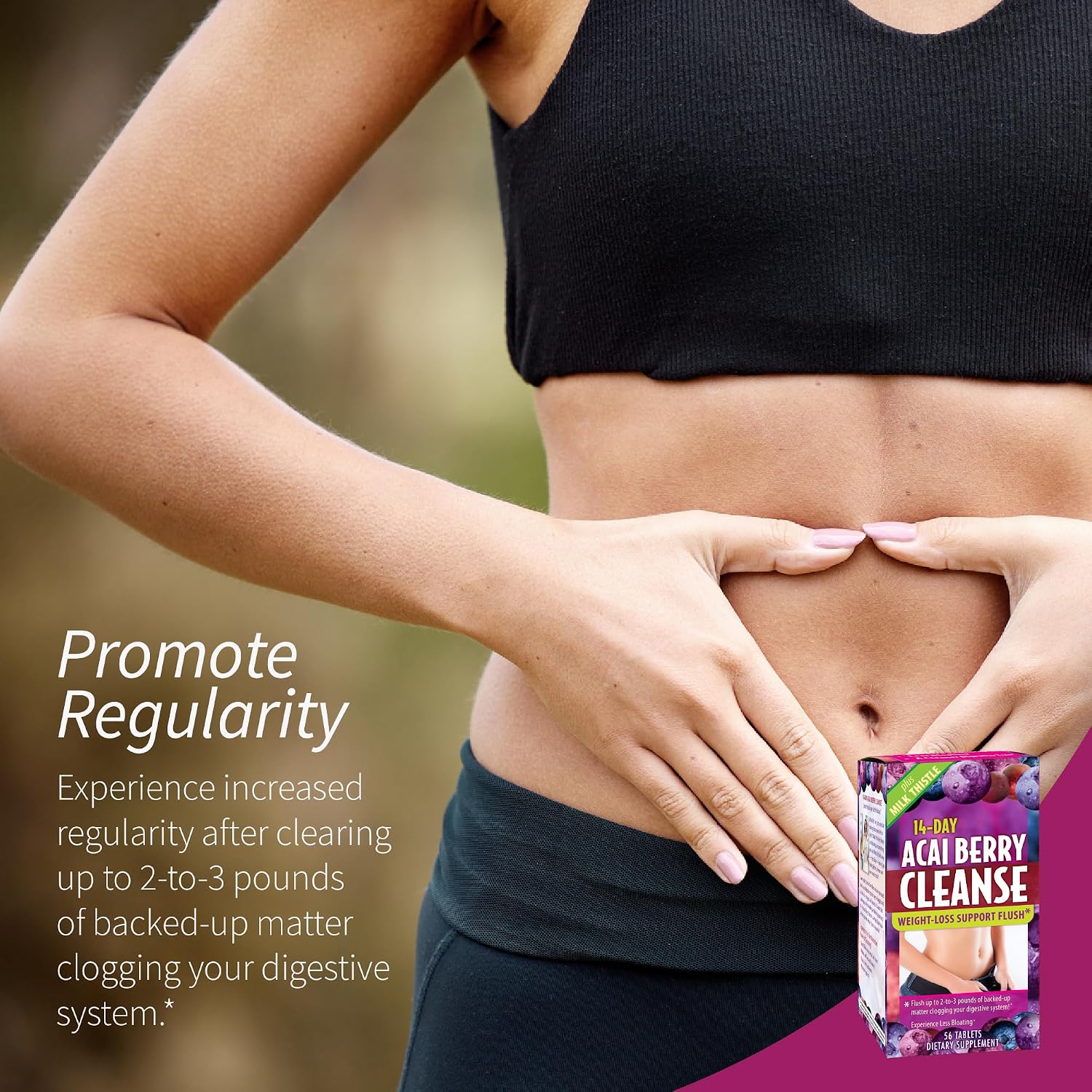 Applied Nutrition 14-Day Acai Berry Cleanse 56 Tablets Pack of 2 | Weight Management Support Flush + Milk Thistle | Bloating & Digestive Support | Cascara Sagrada | 2 X 56 Tablets