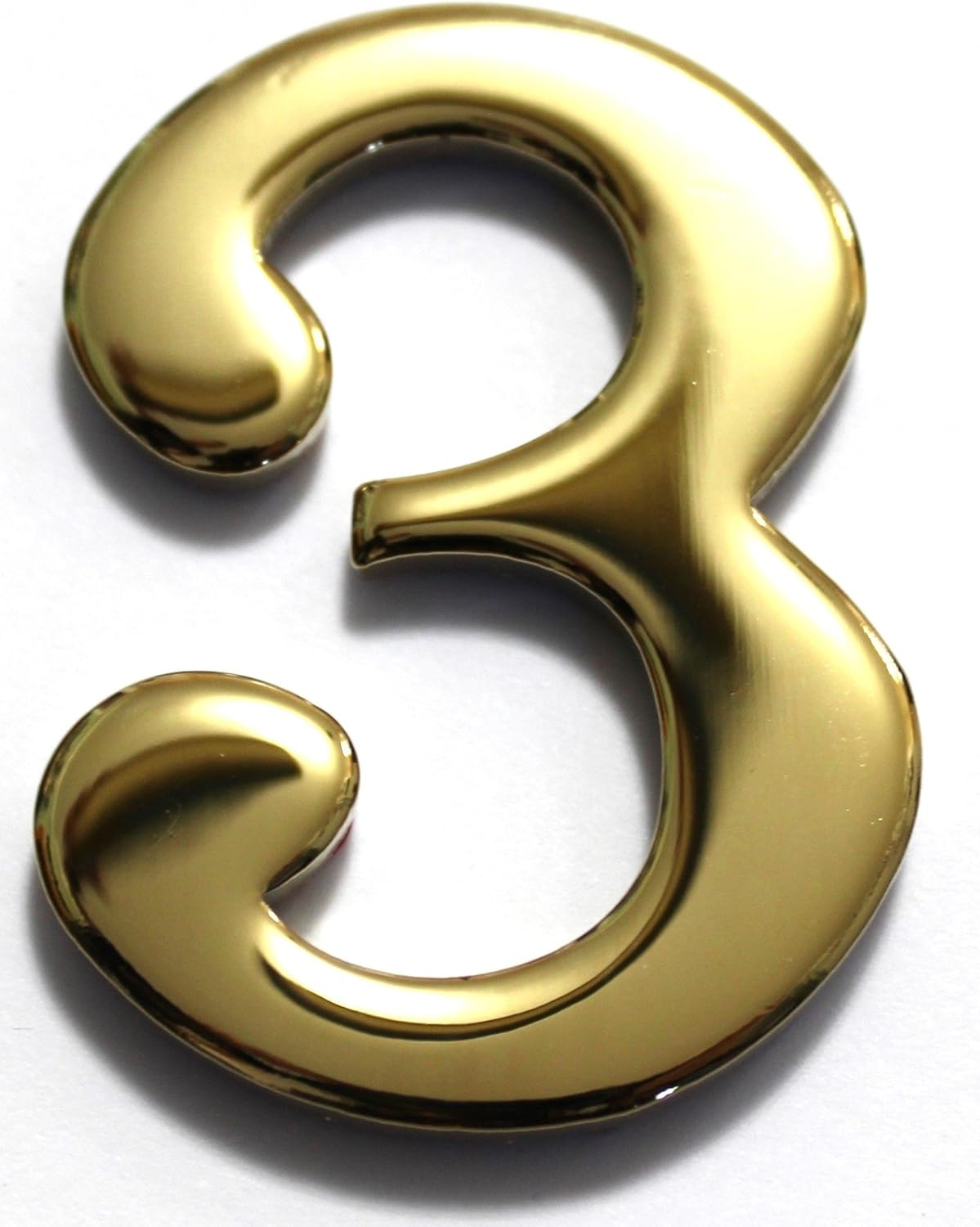 2" Solid Brass Mailbox Number #3 / Better Box Mailboxes Two Inch Tall Numbers with 3M Peel and Stick Auto Grade Adhesive - Clear Coat Sealed