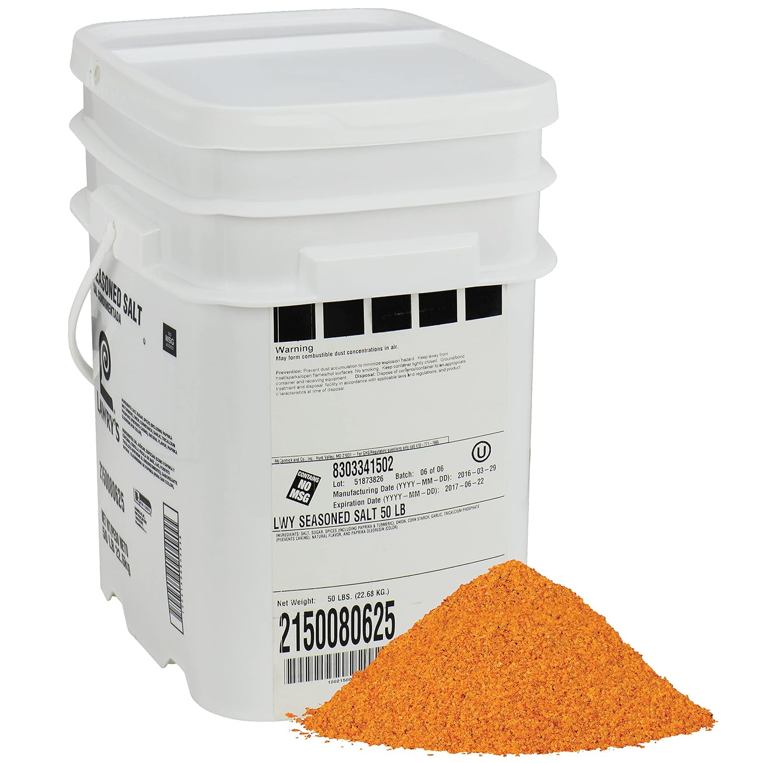 Lawrys Seasoned Salt, 5 lb - One 5 Pound Container of All-Purpose Seasoned Salt Made With Perfect Blend of Salt, Garlic, Turmeric, Celery, Paprika and Other Spices