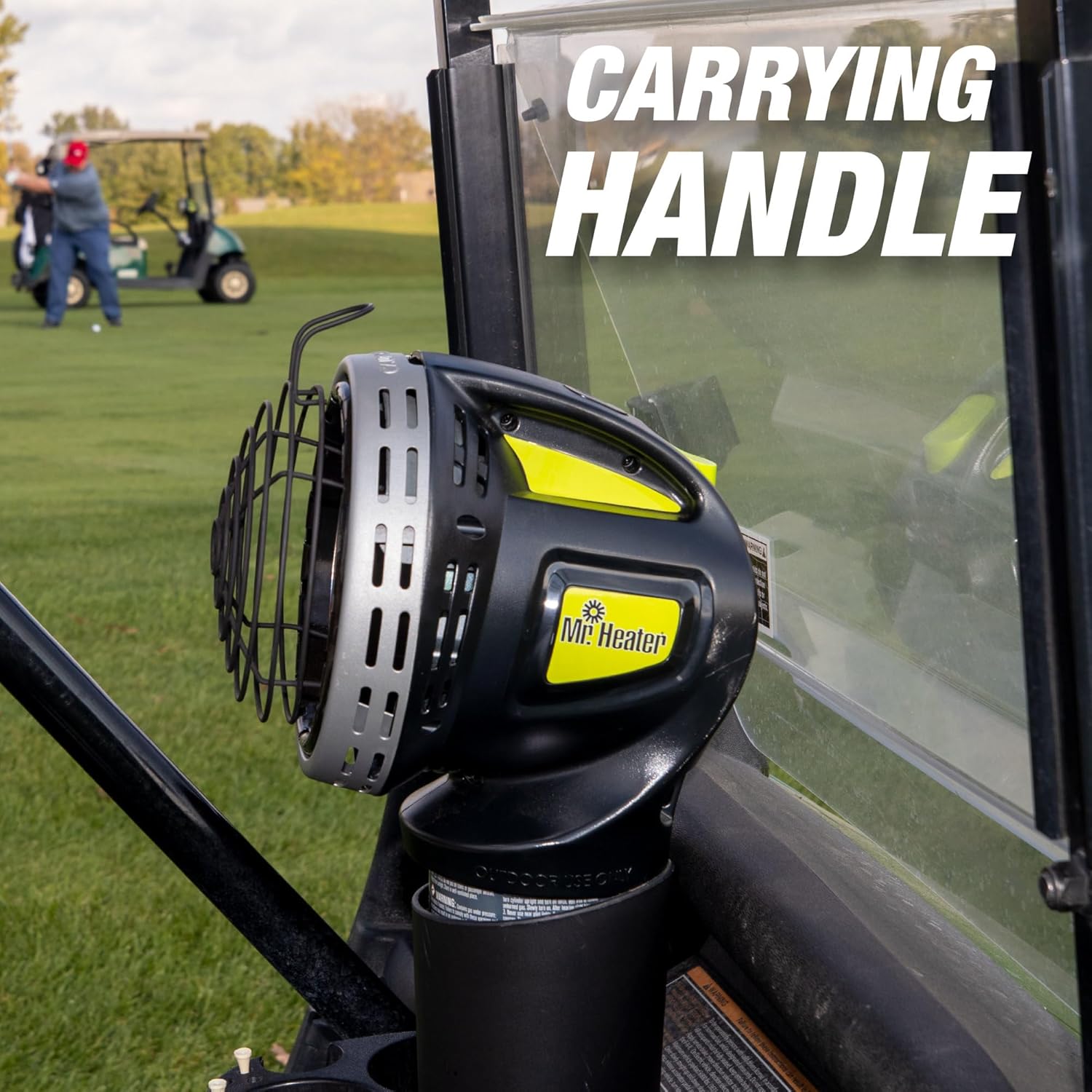 Mr. Heater Golf Cart 4, 000 BTU Radiant Propane Heater | Stay warm on the course when you're riding, Designed with an integrated handle