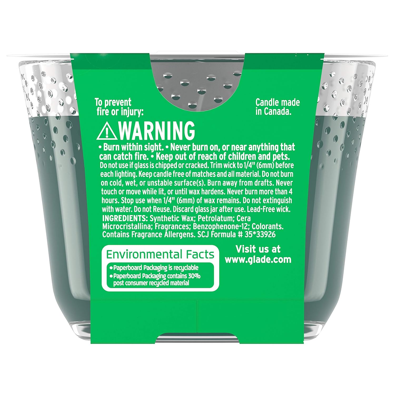 Glade Candle Pine Wonderland, Fragrance Candle Infused with Essential Oils, Air Freshener Candle, 3-Wick Candle, 6.8 Oz