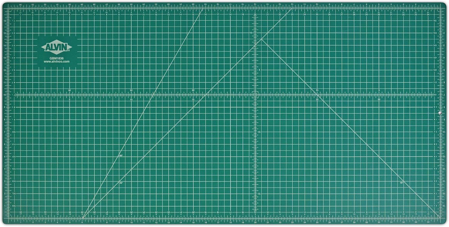 ALVIN GBM Self-Healing Cutting Mat 24 x 36 inch | Double-Sided Green/Black | 5-Layer Gridded Surface for Arts, Crafts and Sewing - Model GBM2436