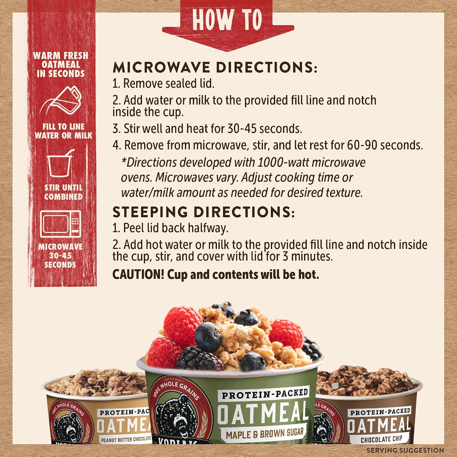 Kodiak Cakes Instant Protein Maple & Brown Sugar Oatmeal in a Cup, 2.12oz (Pack of 12)