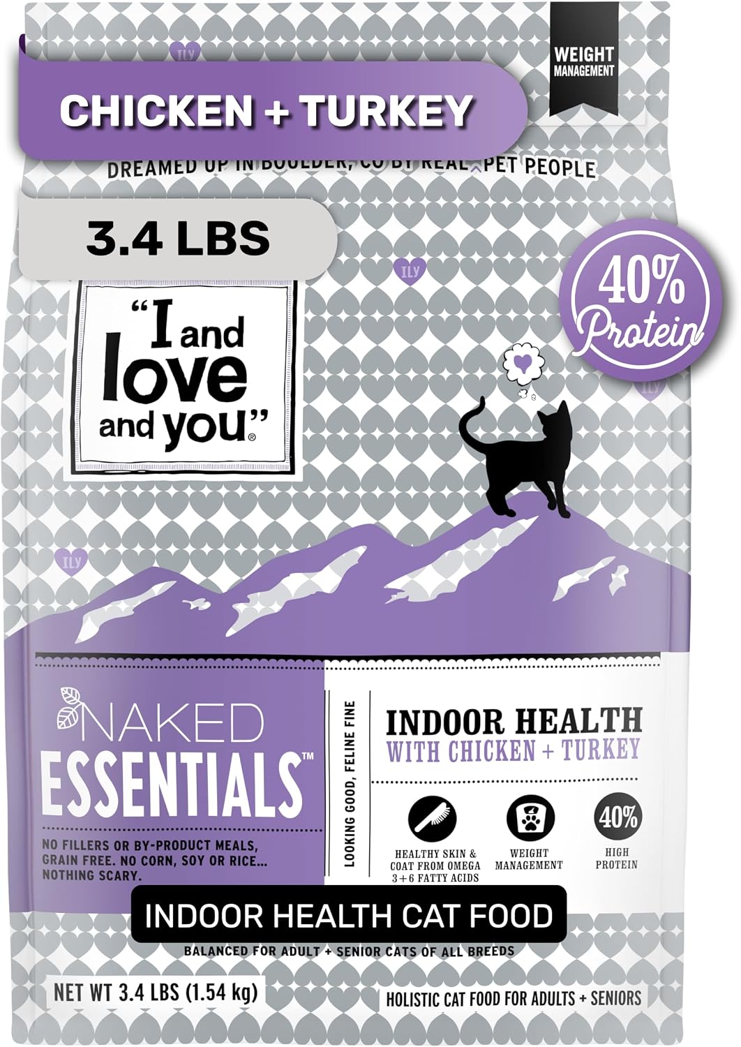 I and love and you Naked Essentials Dry Cat Food - Salmon + Trout - Grain Free, Real Meat, No Fillers, Prebiotics + Probiotics, 3.4lb Bag