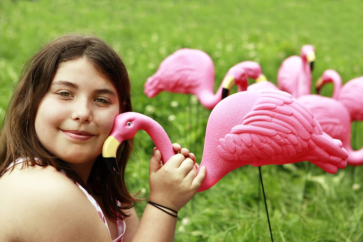 Pink Flamingos Yard Decorations - 2 Pack Extra Large 24" Tall Plastic Flamingo Statue w/Metal Stakes - Lawn Ornaments & Garden Decor for Outdoor