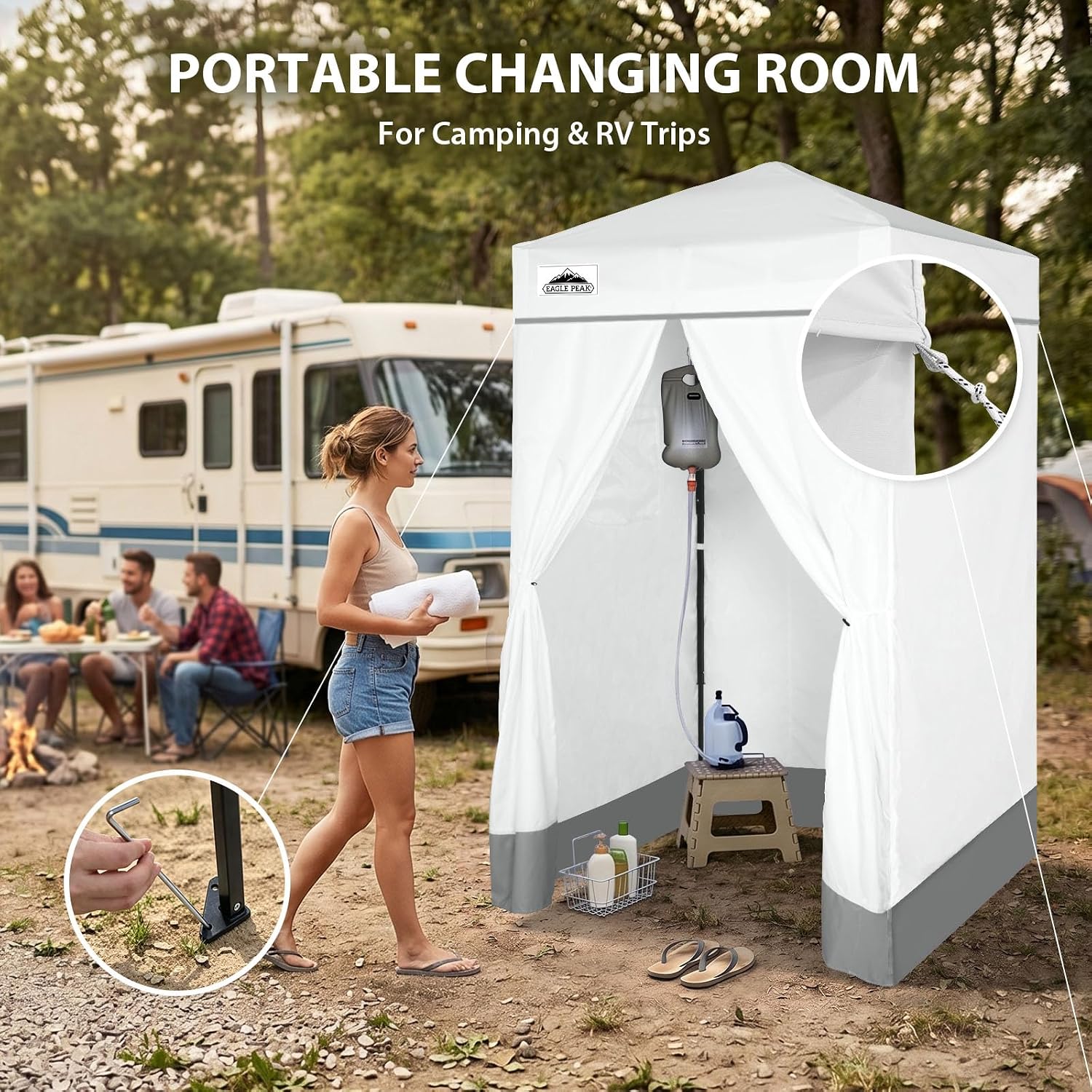 EAGLE PEAK 4x4 Pop Up Changing Tent, Outdoor Changing Room, Gray/White