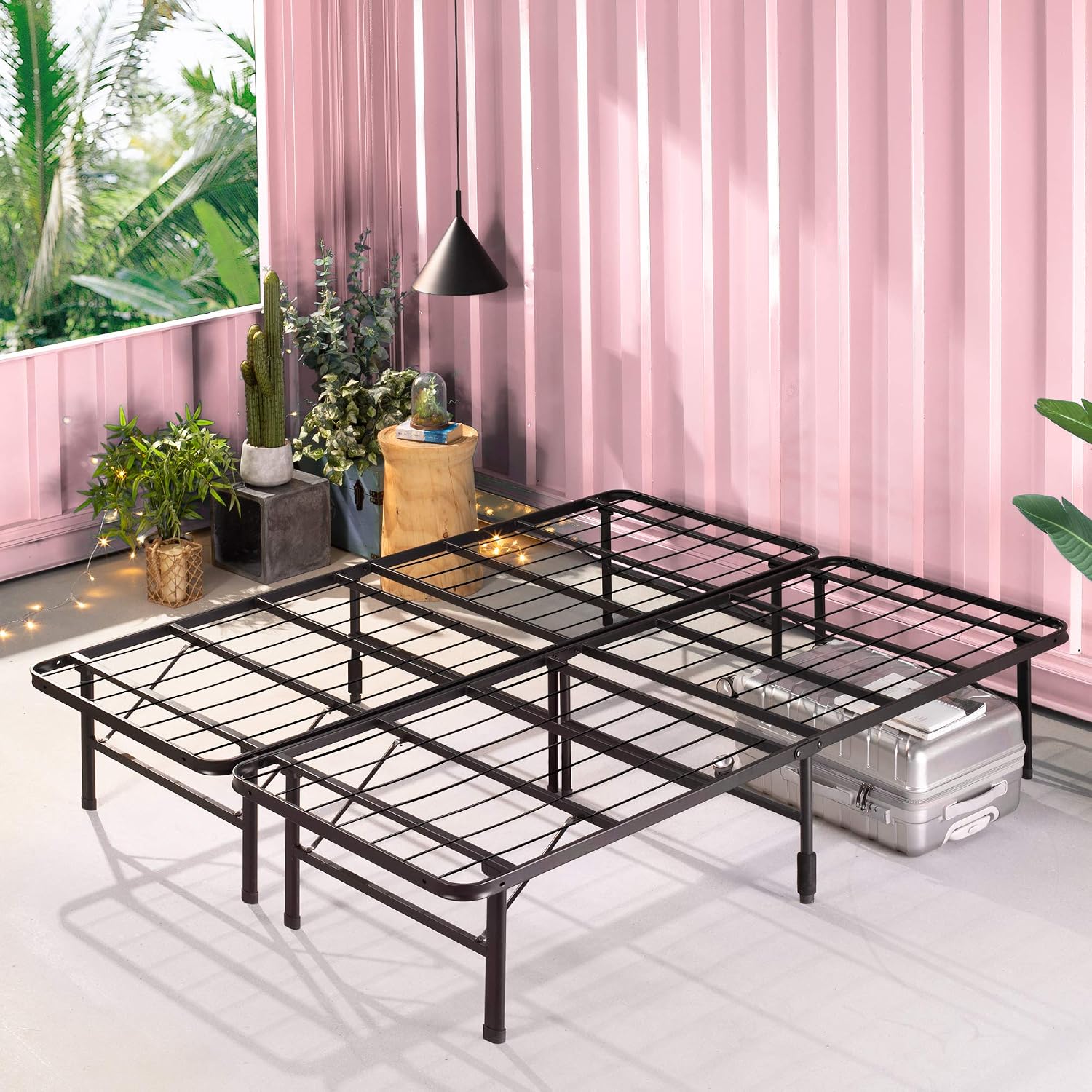 Zinus SmartBase Tool-Free Assembly Mattress Foundation, 14 Inch Metal Platform Bed Frame, No Box Spring Needed, Sturdy Steel Frame, Underbed Storage, Black, Queen