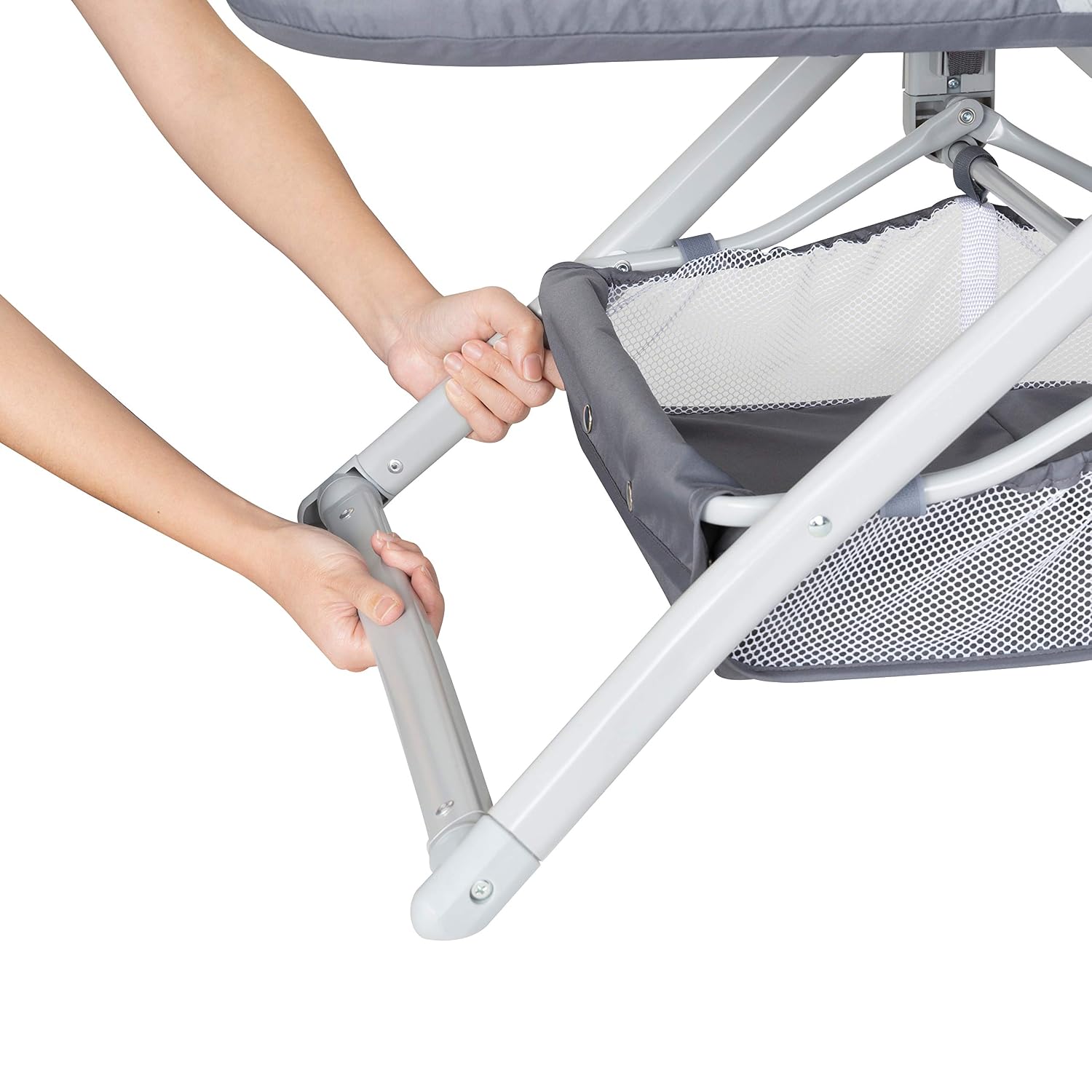 Baby Trend Quick-Fold 2-in-1 Rocking Bassinet, Shadow Stone Gray