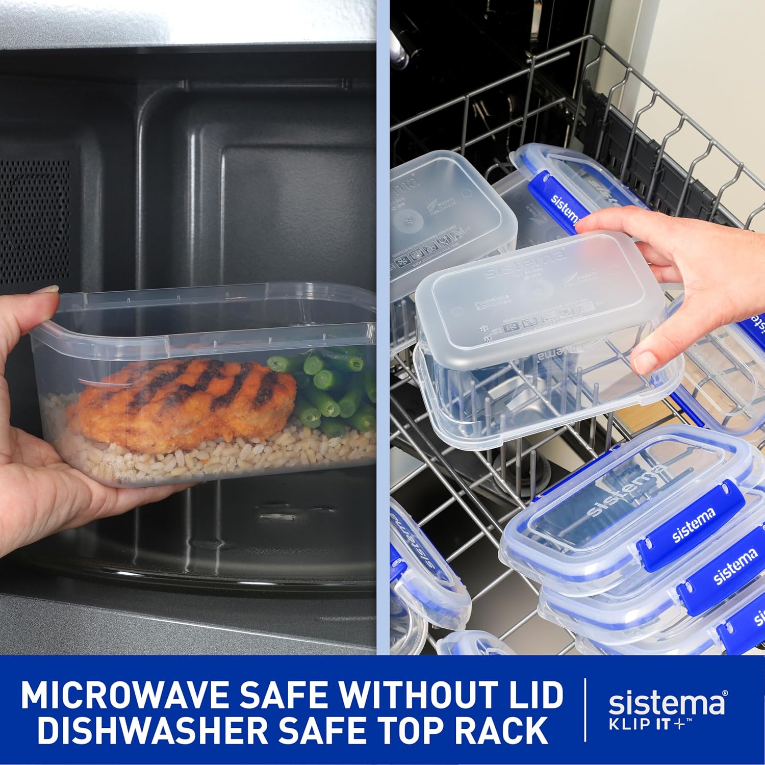 Sistema KLIP IT Large 7L Food Storage Container, Airtight & Stackable, Dishwasher, Freezer, & Microwave-Safe, BPA-Free