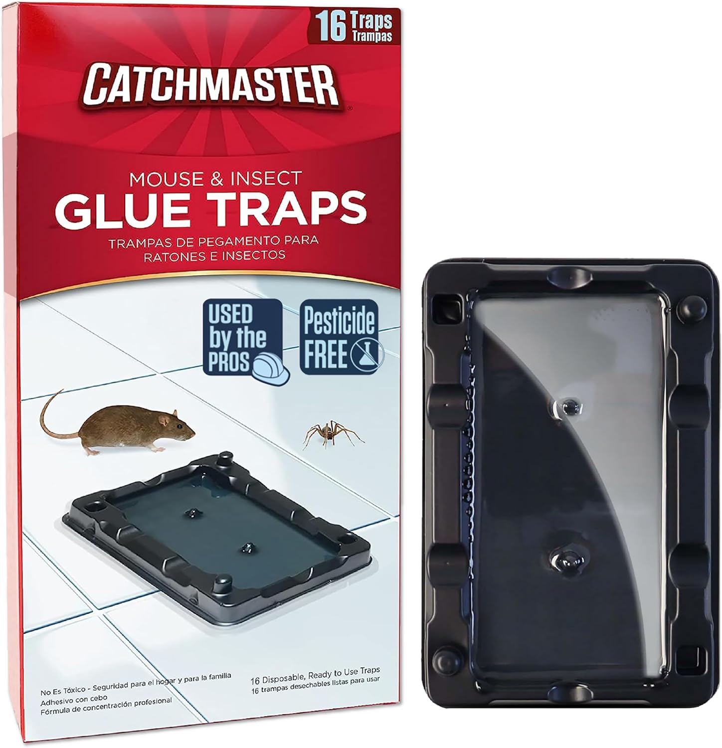 Catchmaster-16 Mouse & Insect Glue Traps, Heavy-Duty Pesticide-Free Sticky Mouse Traps Indoor for Home, Used by the PROs