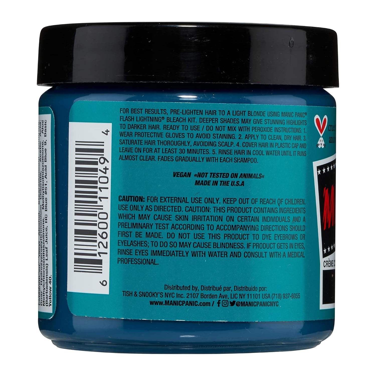 MANIC PANIC Classic Siren's Song Semi Permanent Hair Color - Neon Blue-Green Hair Dye for Women & Men That Lasts 4-6 Weeks - Vegan