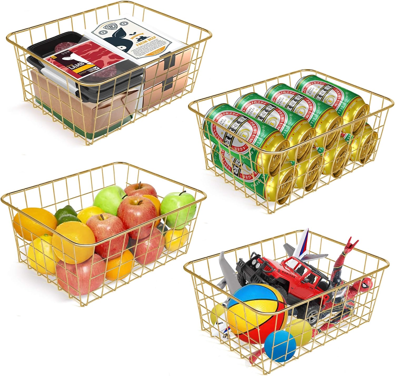 Wire Baskets for Organizing 4 Pack Pantry Baskets For Storage 11x8.7x4.7in