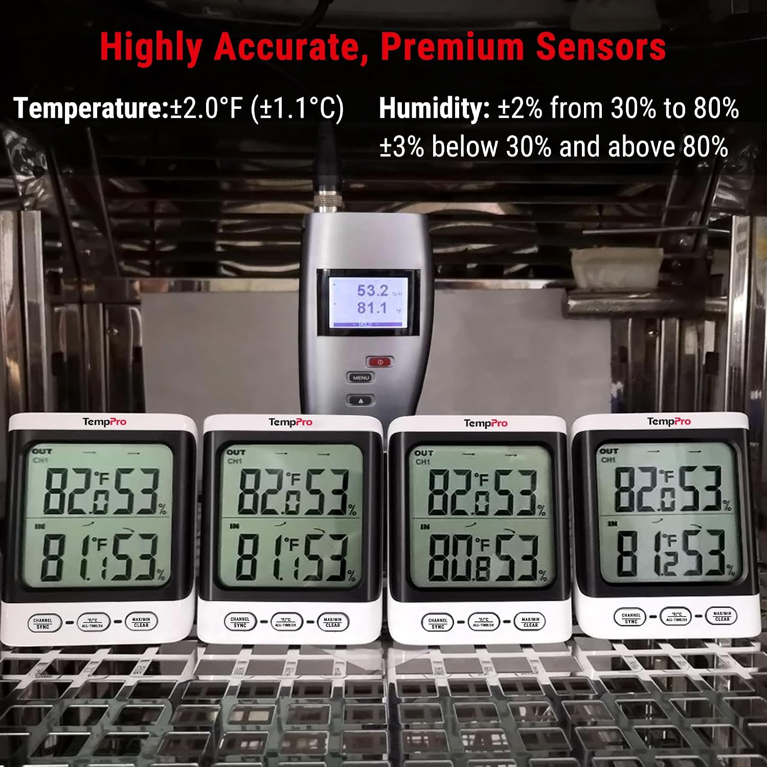 TempPro TempAir 500 FT Indoor Outdoor Thermometer Wireless with Sensor | 3.3" LCD Backlit Display, Front Button
