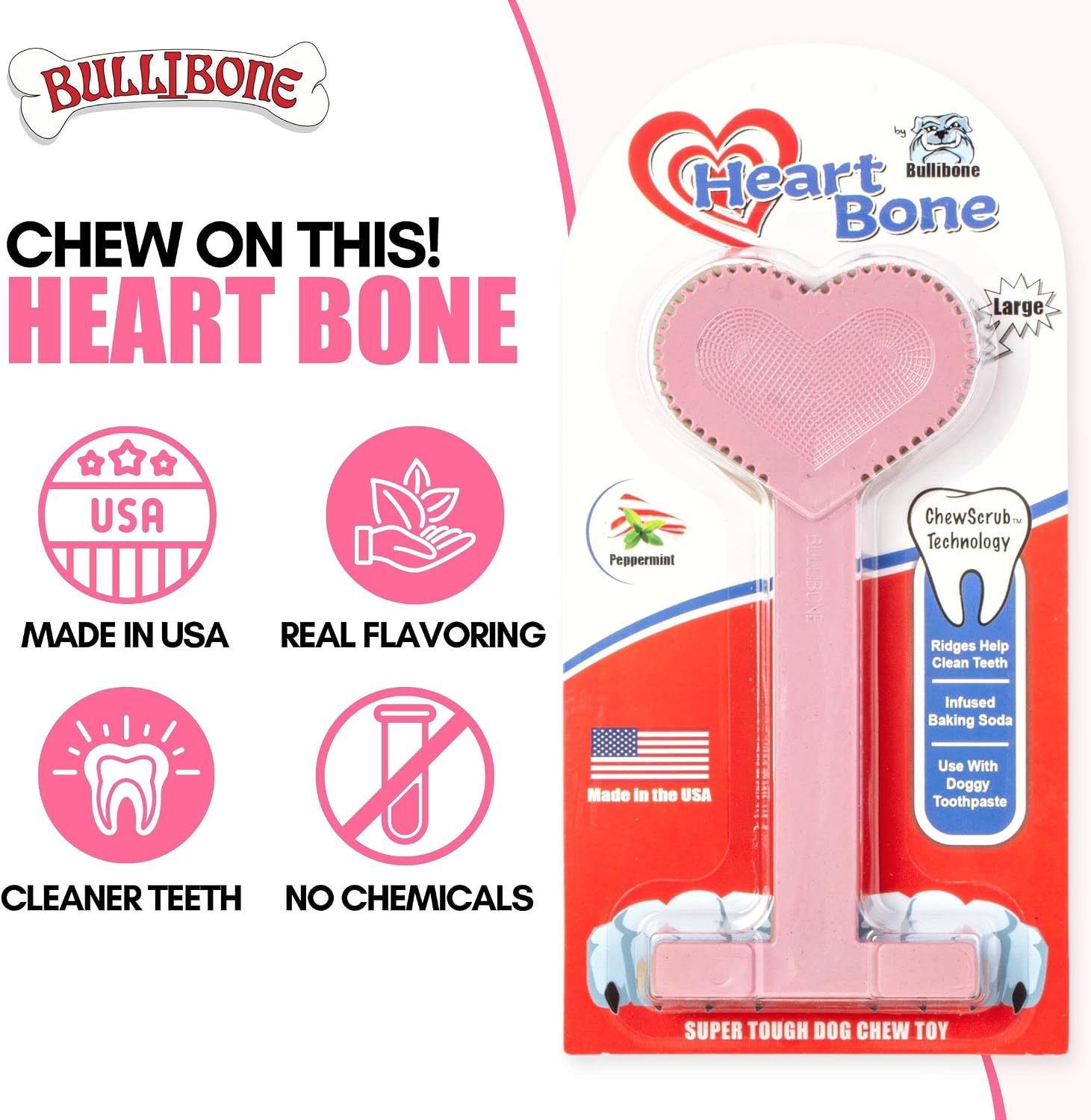 Bullibone Nylon Dog Chew Toy for Aggressive Chewers - Dental Hygiene Bone with Beef Flavor, Durable Tough Chew Toys for Small Dogs, Indestructible Dog Bone - 3 Pack
