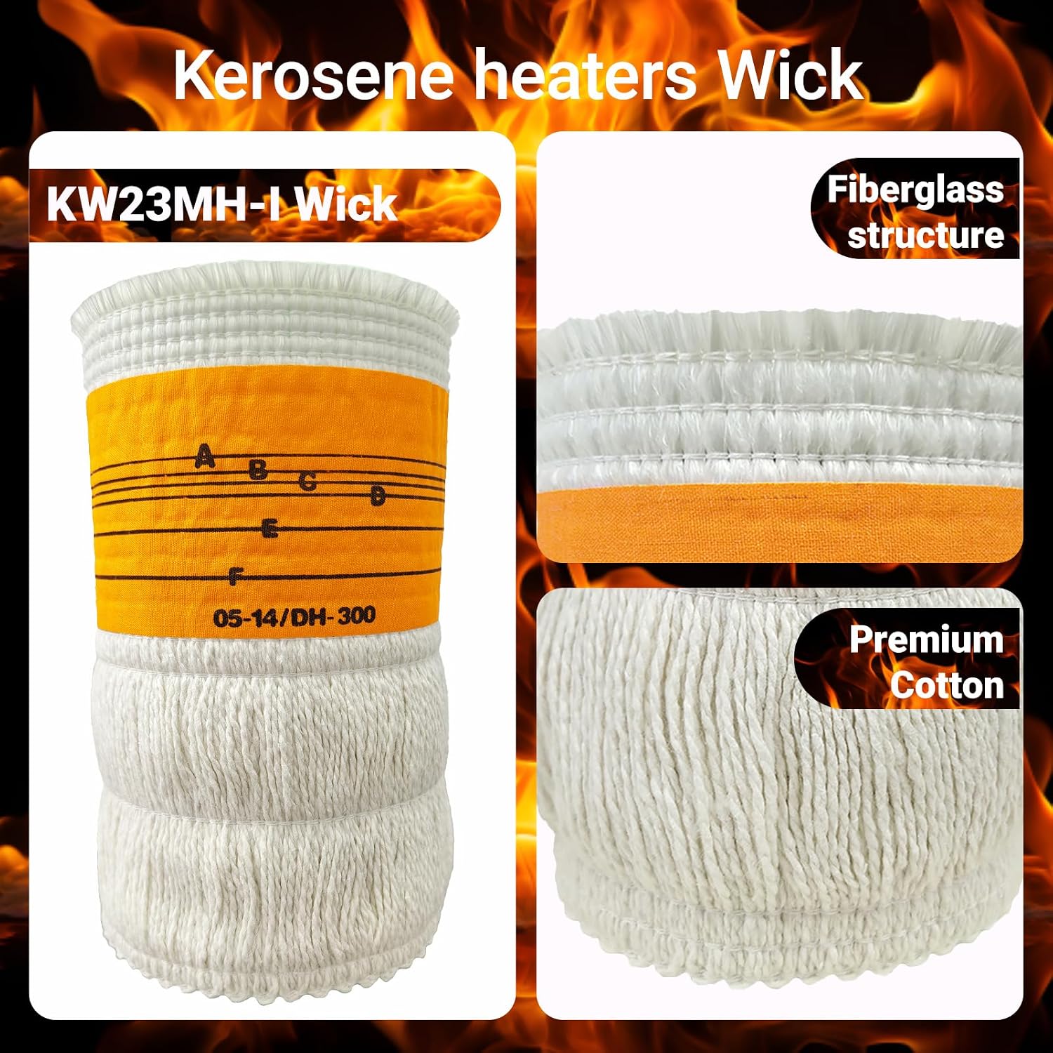 KW23MH-I Replacement Wick for HeatMate HMC-23K & 2230 Series Kerosene Heaters – No Trim Fiberglass Top
