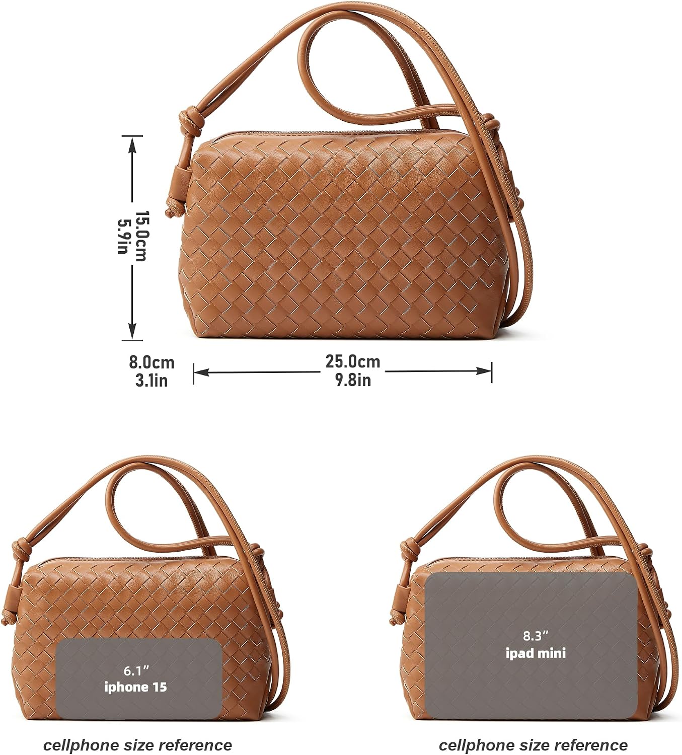 Woven Crossbody Bag for Women: Vegan Leather Handbag for Leisure | Classic Handwoven Bag For Style - Compact Design, Lightweight, Minimalist Style, Fits Phone, Cards & Key, Ideal for Daily Use