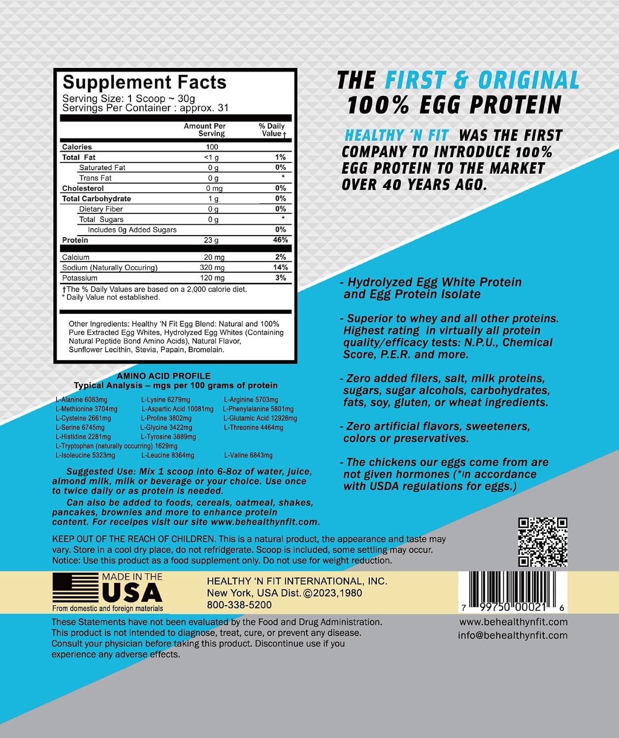 Healthy 'N Fit 100% Egg Protein- Vanilla Ice Cream (2lb): 100% Egg White Protein Plus Natural Peptides. Pure, All Naturally Sweetened Protein